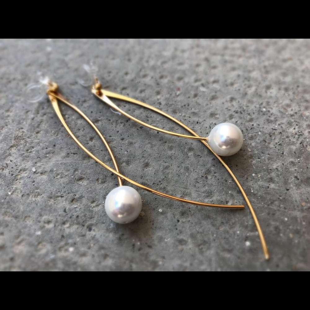 Long earrings clips invisibles, Swarovski pearls